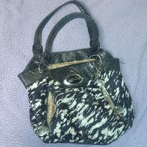 Black and White Patterned Women's Bag